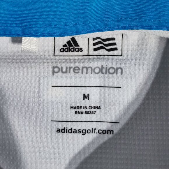 Adidas Golf Top women's size M white & blue colour dots pattern button up neck - Picture 5 of 16